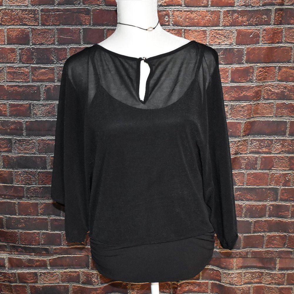 Jennifer Lopez Sz XS Sheer Black Top